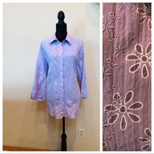 🌻Alfred Dunner 3/4sleeve btndown lilac shirt 18